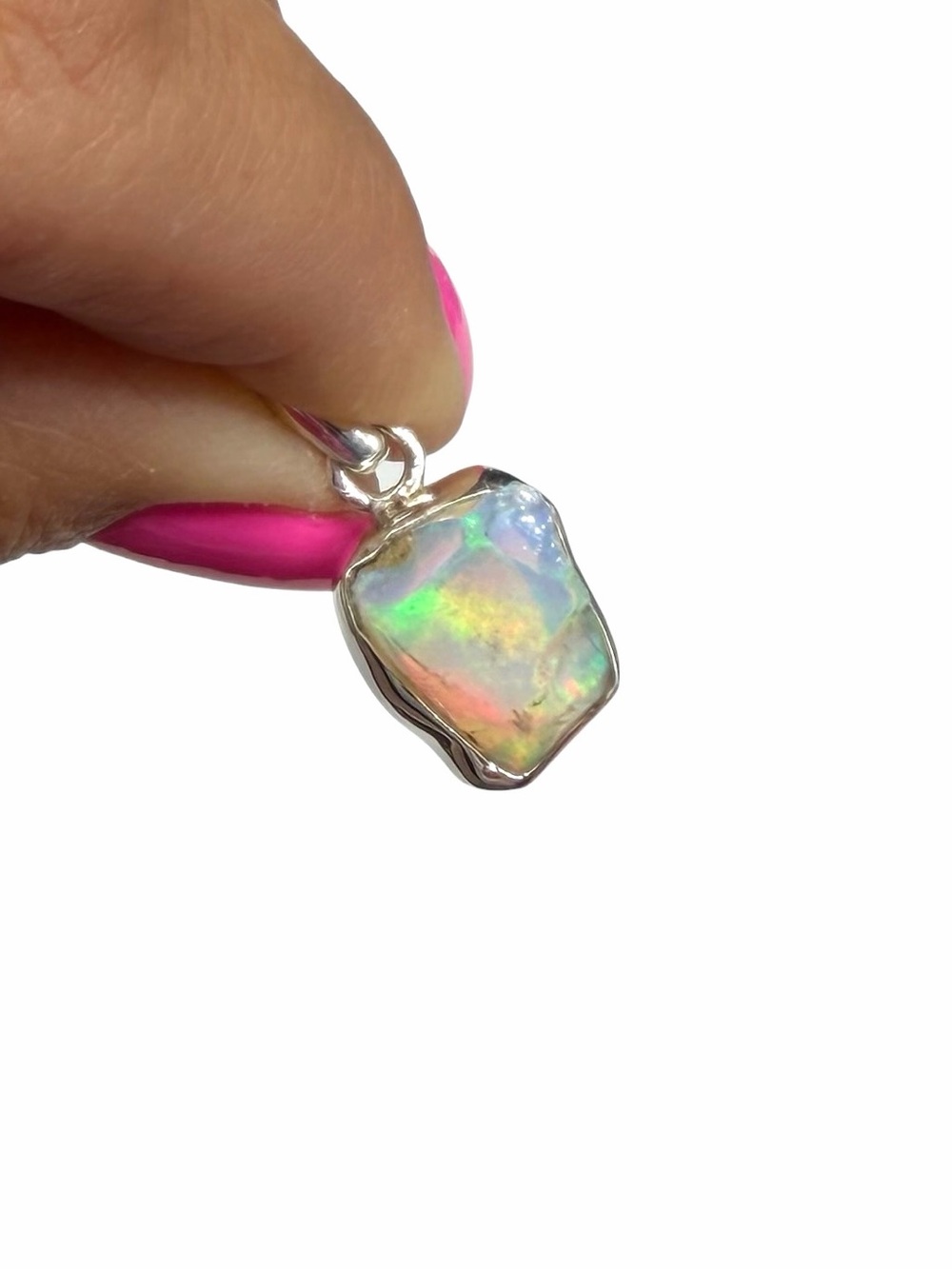Rough Ethiopian Fire Opal Necklace Pendant Solid 925 Sterling Silver